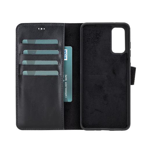 Samsung Galaxy S20 Uyumlu Deri Cüzdanlı Kılıf Rst1 Siyah