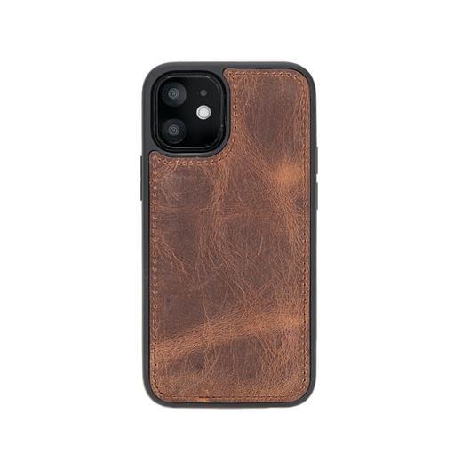 Apple İphone 12 Mini Uyumlu Deri Arka Kapak G2 Kahve
