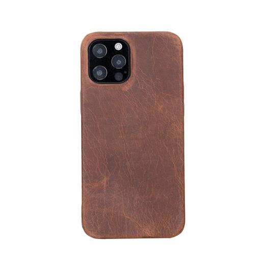 Apple İphone 12 Pro Max Uyumlu Deri Arka Kapak Rock G2 Kahve