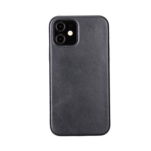 Apple İphone 12 Uyumlu Deri Arka Kapak Rock Rst1 Siyah