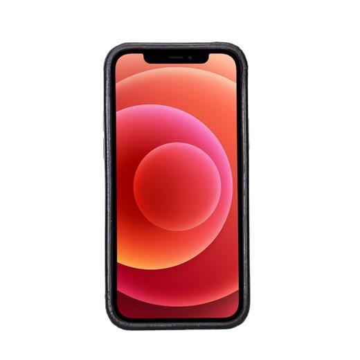 Apple İphone 12 Uyumlu Deri Arka Kapak Rock Rst1 Siyah