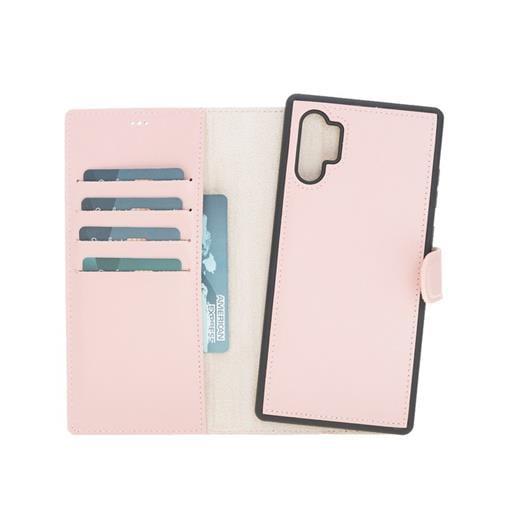Samsung Galaxy Note 10 Plus Uyumlu Deri Cüzdanlı Kılıf Nu2 Pembe