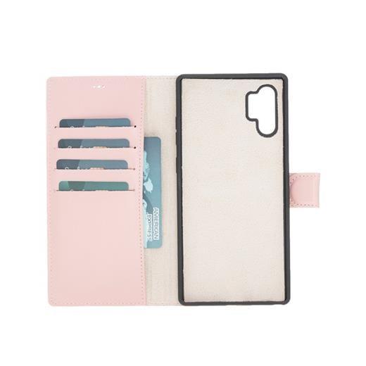 Samsung Galaxy Note 10 Plus Uyumlu Deri Cüzdanlı Kılıf Nu2 Pembe