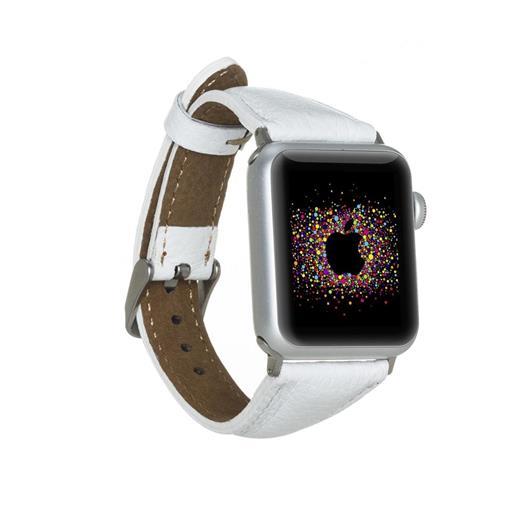 Apple Watch Uyumlu Deri Kordon 38-40-41Mm Slim F3 Beyaz