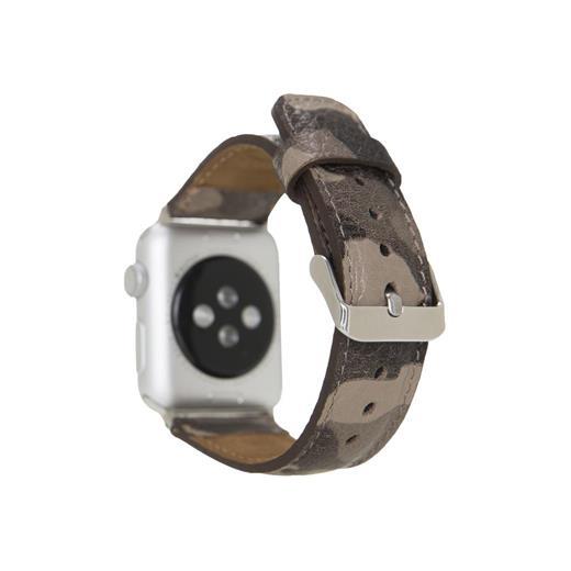 Apple Watch Uyumlu Deri Kordon 42-44-45Mm Kamuflaj Bej