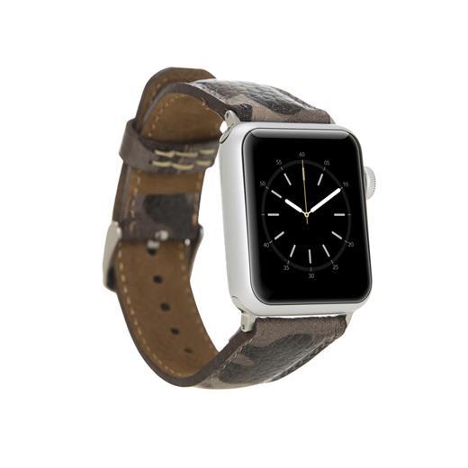 Apple Watch Uyumlu Deri Kordon 42-44-45Mm Kamuflaj Bej