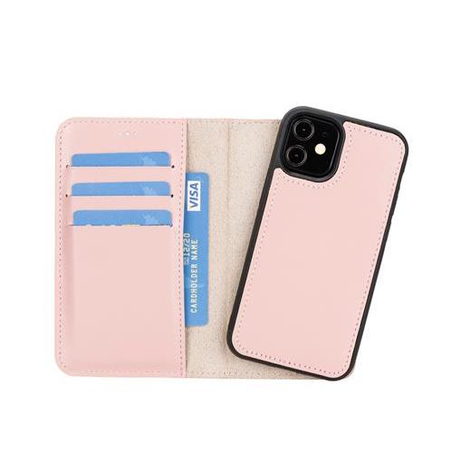 Apple İphone 12 Mini Uyumlu Deri Cüzdanlı Kılıf Nu2 Pembe