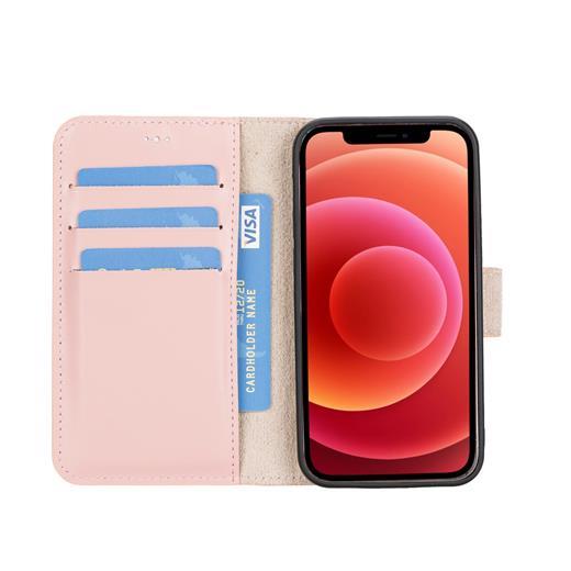 Apple İphone 12 Mini Uyumlu Deri Cüzdanlı Kılıf Nu2 Pembe