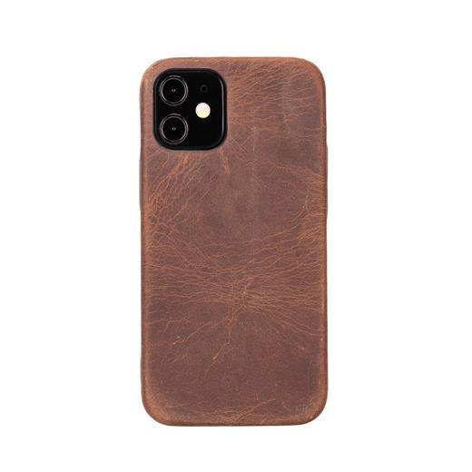 Apple İphone 12 Mini Uyumlu Deri Arka Kapak Rock G2 Kahve