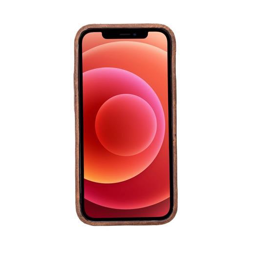 Apple İphone 12 Mini Uyumlu Deri Arka Kapak Rock G2 Kahve