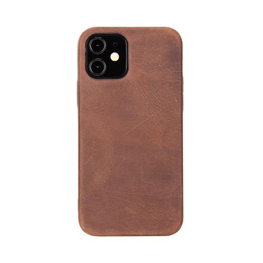 Apple İphone 12 Uyumlu Deri Arka Kapak Rock G2 Kahve