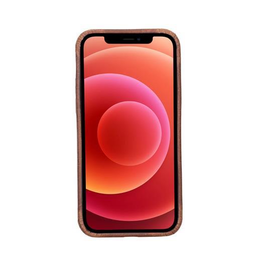 Apple İphone 12 Uyumlu Deri Arka Kapak Rock G2 Kahve