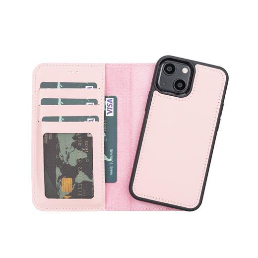 Apple İphone 13 Mini Uyumlu Deri Cüzdanlı Kılıf Nu2 Pembe