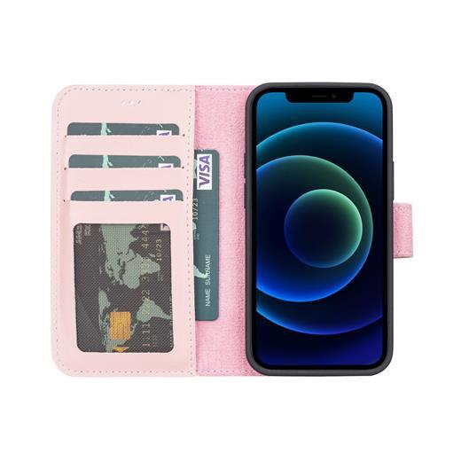 Apple İphone 13 Mini Uyumlu Deri Cüzdanlı Kılıf Nu2 Pembe