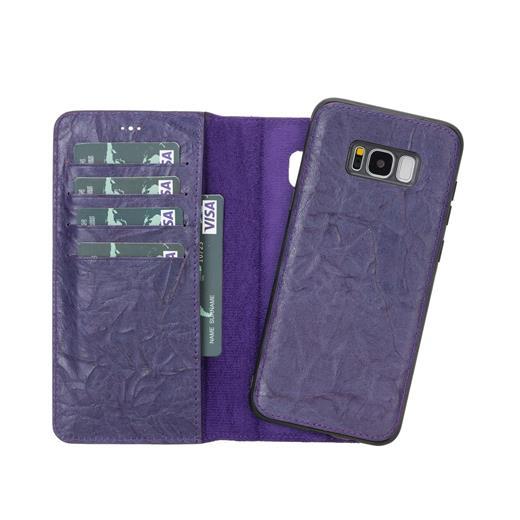 Samsung Galaxy S8 Plus Uyumlu Deri Cüzdanlı Kılıf B13 Lila
