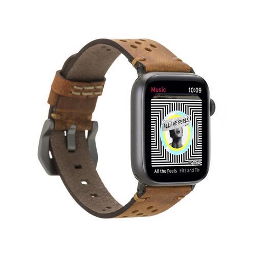 Apple Watch Uyumlu Deri Kordon Vigo 42-44-45Mm G19 Taba