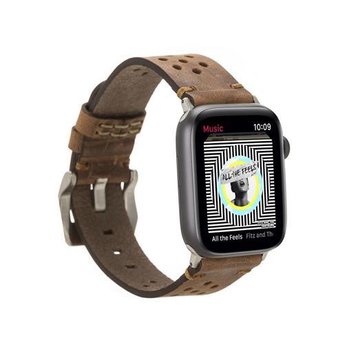Apple Watch Uyumlu Deri Kordon Vigo 42-44-45Mm G2 Kahve