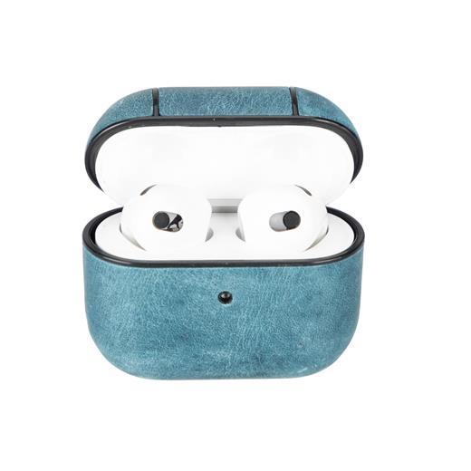 Apple Airpods 3.Nesil Uyumlu Deri Kılıf Juni Aa32 Mavi