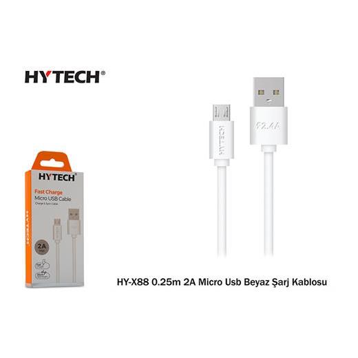 Hytech Hy-X88 0.25M 2A Micro Usb Beyaz Şarj Kablos