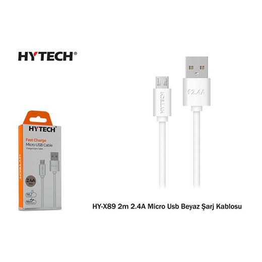 Hytech Hy-X89 2M 2.4A Micro Usb Beyaz Şarj Kablosu