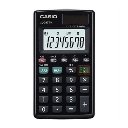 Casio Sl-797Tv-Bk 8 Hane Siyah Cep Tipi Hesap Makinesi