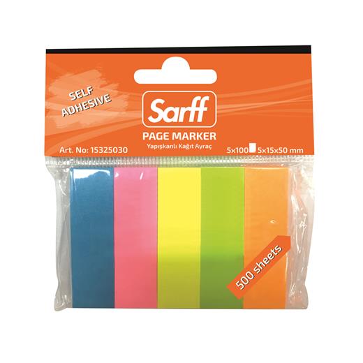 Sarff 5X15X50Mm Fosforlu Renkler Kağıt Ayraç(5X100) - 500Yp