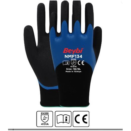 Beybi Nmf134 10Beden 12Li Double Mikro Köpük 3-4 Nitril Kaplı Polyester Örgü Eldiven