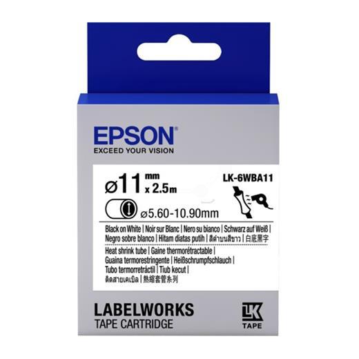 Epson Lk-4Wba5 Isıyla Daralan Siyah Üzeri Beyaz 5Mm 2,5Metre Etiket