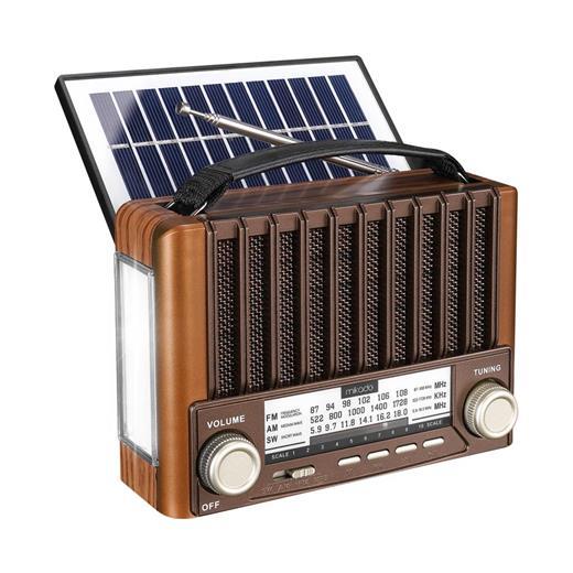 Mikado Mdr-310 Ahşap Usb- Tf Destekli Fm-Am-Sw+Bt+Solar 3 Band Klasik Radyo