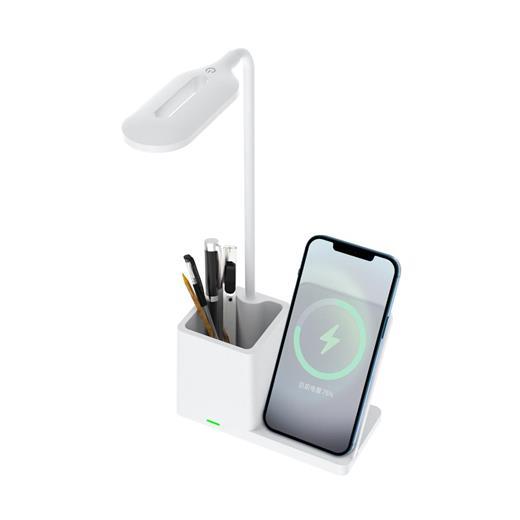 S-Link Sl-M9054 Beyaz Typec 10W Kablosuz Şarj Cihazı Kalemlikli Masa Lambası