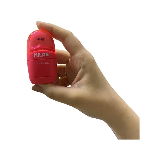 Mılan 4705116 Capsule Kalemtraş/Silgi(Fluo) - 16Adet