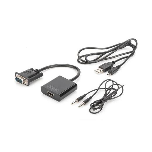 Digitus Da-70473 Vga  -  Hdmı Çevirici + Ses (3.5Mm), Full Hd (1080P), Kablolu, 15 Cm, Siyah Renk