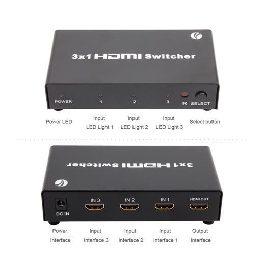Vcom Dd433 3-1 Port 1.4V 3D Metal Hdmi Switch