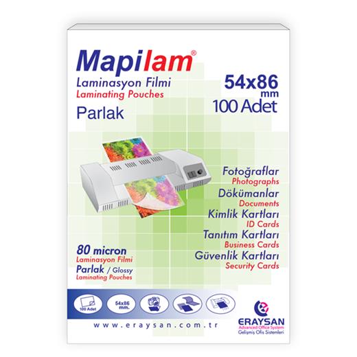Mapilam 80 Micron Parlak Laminasyon Filmi (Kredi Kartı) (54X86) 100 Lü