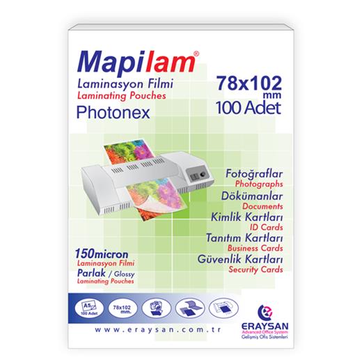 Mapilam 150 Micron Sıcak Photonex Laminasyon Filmi (Küçük Kimlik) (78X102) 100 Lü