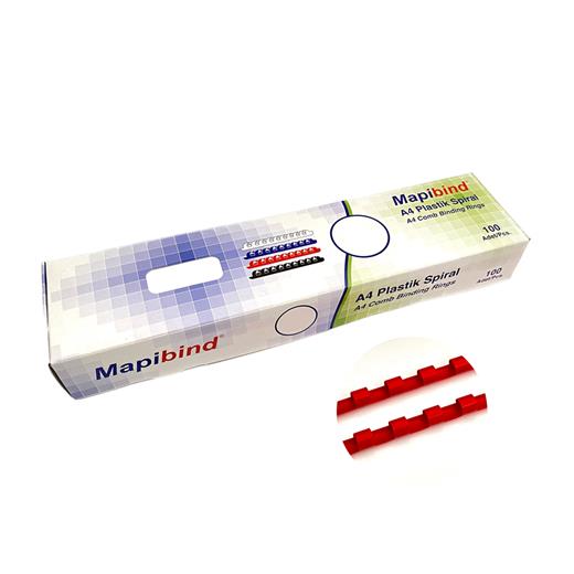 Mapibind 8Mm Plastik Spiral Kırmızı 100 Ad.