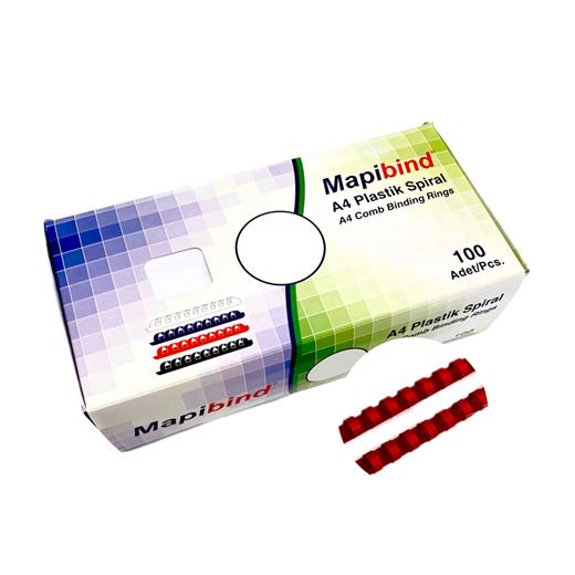 Mapibind 14Mm Plastik Spiral Kırmızı 100 Ad.