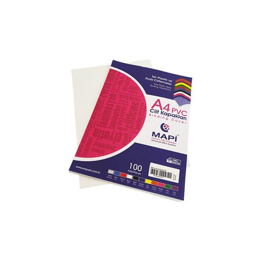 Mapi A4 Pvc Opak Cilt Kapak Beyaz 100 Lü