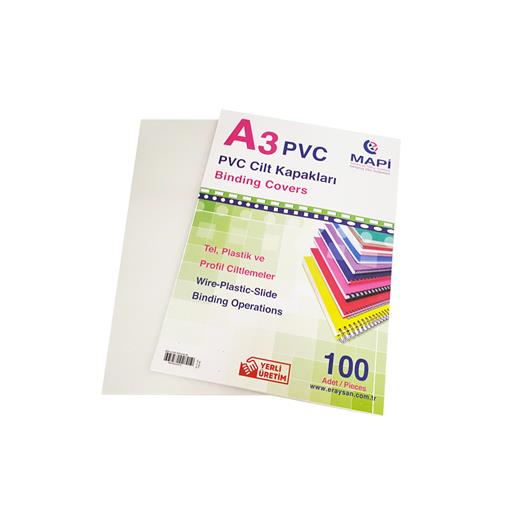 Mapi A3 Pvc Opak Cilt Kapak Beyaz 100 Lü