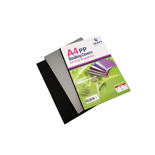 Mapi A4 Pp Metalik Kapak 600 Micron Gümüş+Siyah 50 Li