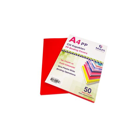 Mapi A4 Pp Opak Kapak (Kum Desen) 350 Micron Kırmızı  50 Li