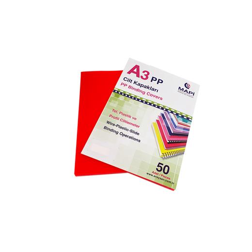 Mapi A3 Pp Opak Kapak (Kum Desen) 350 Micron Kırmızı 50 Li