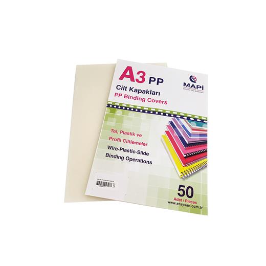 Mapi A3 Pp Şeffaf Kapak (Kum Desen) 350 Micron Şeffaf Buzlu 50 Li