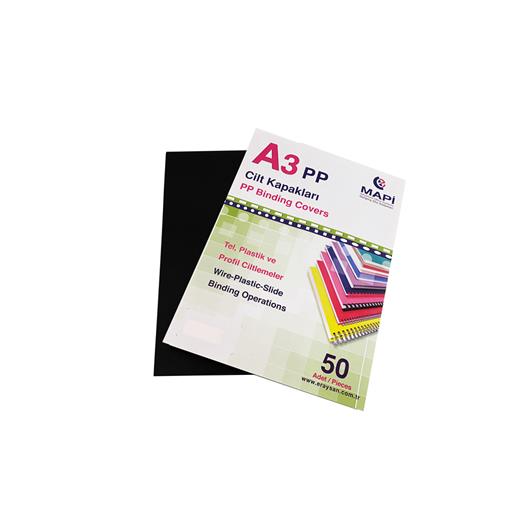 Mapi A3 Pp Opak Kapak (Kum Desen) 450 Micron Siyah 50 Li