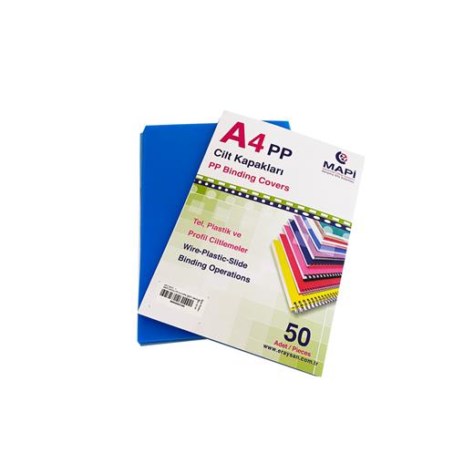 Mapi A4 Pp Şeffaf Kapak (Kum Desen) 450 Micron Şeffaf Mavi 50 Li