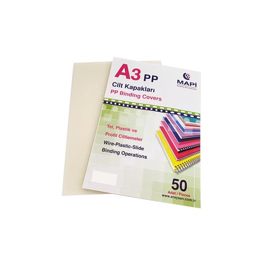 Mapi A3 Pp Şeffaf Kapak (Kum Desen) 450 Micron Şeffaf Buzlu 50 Li