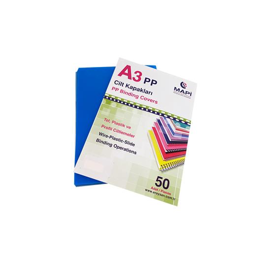 Mapi A3 Pp Şeffaf Kapak (Kum Desen) 450 Micron Şeffaf Mavi 50 Li
