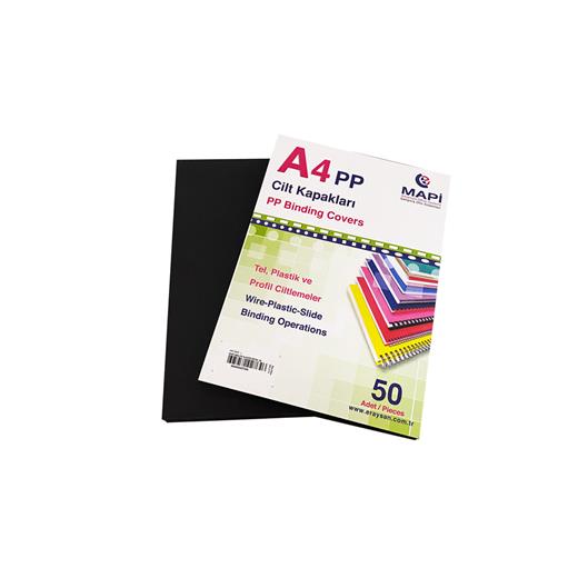 Mapi A4 Pp Opak Kapak (Kum Desen) 550 Micron Siyah 50 Li