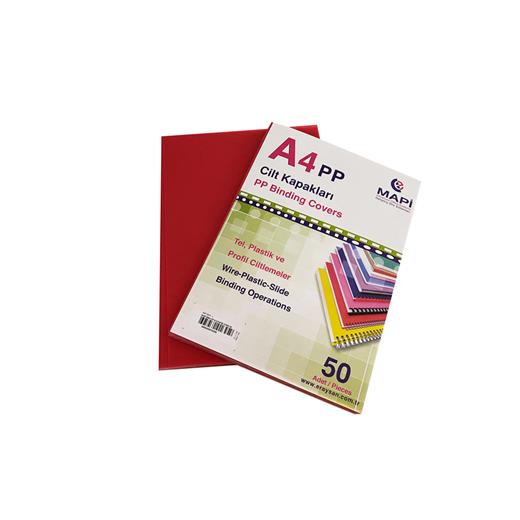 Mapi A4 Pp Opak Kapak (Kum Desen) 550 Micron Kırmızı 50 Li