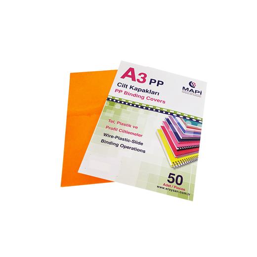 Mapi A3 Pp Fosforlu Kapak 550 Micron Fosforlu Turuncu 50 Li